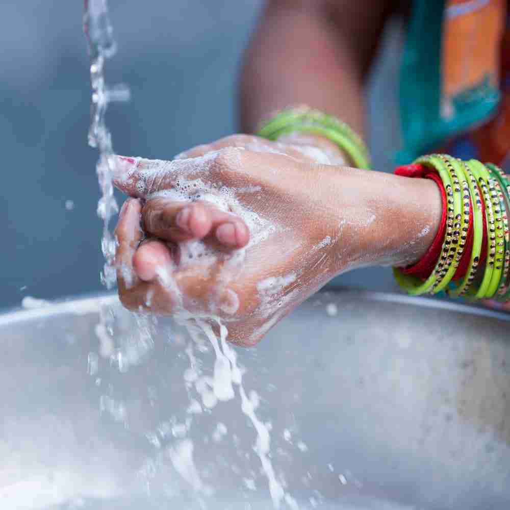 Hand washing using clean water