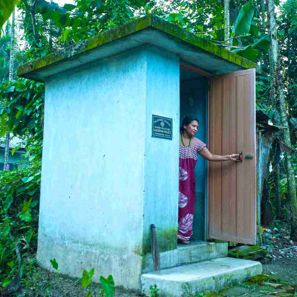 Proper sanitation facilities, like this outdoor toilet, prevents the culture of open defecation which contributes to water contamination and leaves women vulnerable to assault.