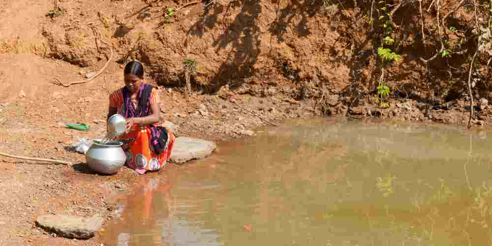 Woman amid water scarcity