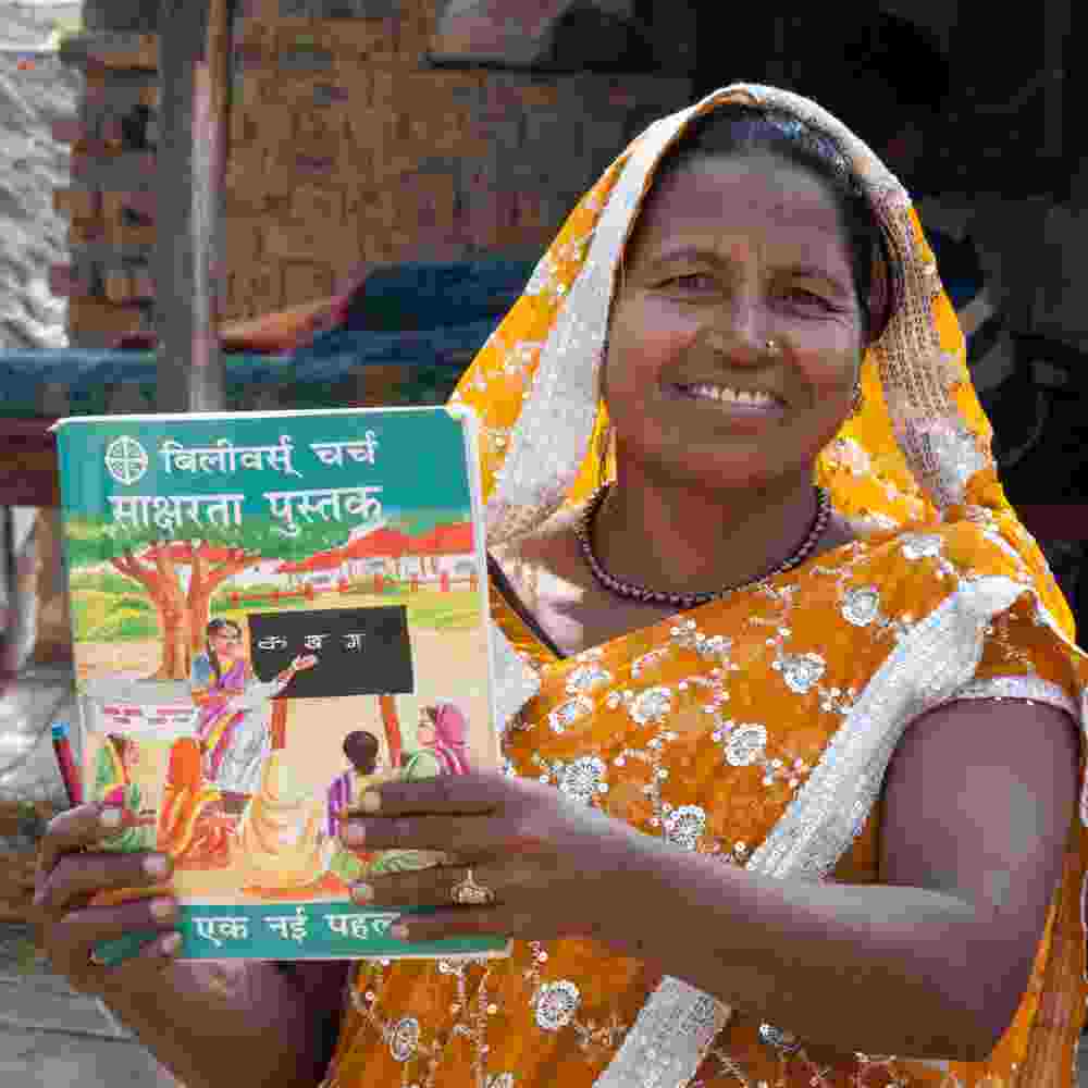 Woman attendee of GFA World adult literacy class