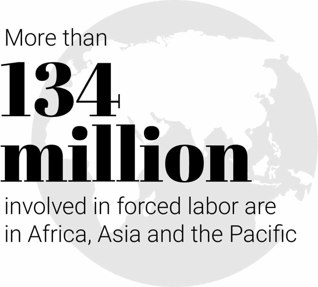 More than 134 million children involved in forced labor are in Africa, Asia and the Pacific