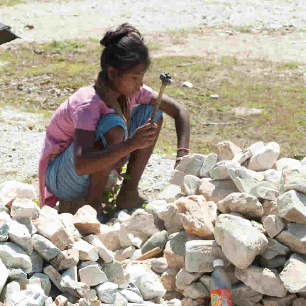 Child labor, rocks and stone breaking