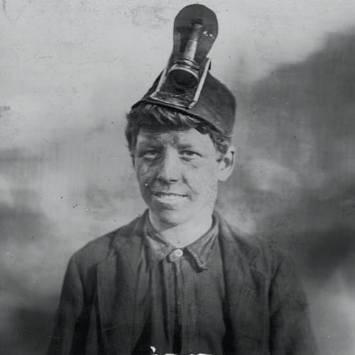 Young boy in child labor in a coal mine in the U.S. in 1906