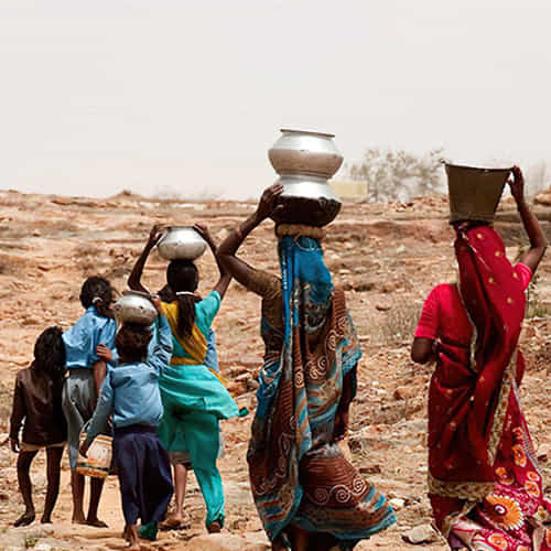 Women and children walk long distances to acquire water