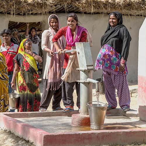 This village enjoys clean water through the drilling and installation of a Jesus Well