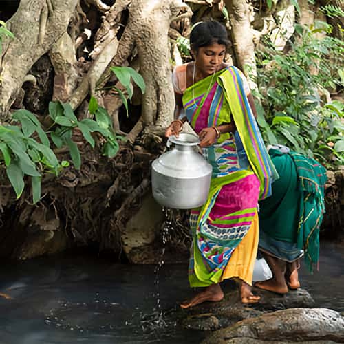 Women in Suhana's village depend on polluted sources of water