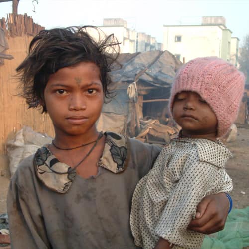 Slum children living in hygiene poverty