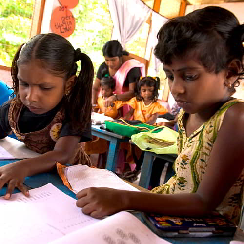 Young girls studying in GFA World Child Sponsorship Program Class