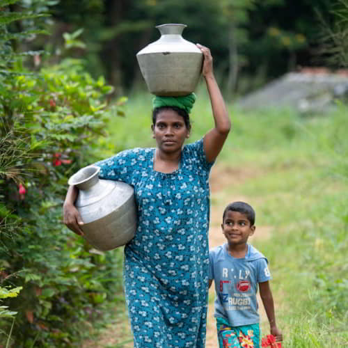 Women and children walk long distances to acquire water