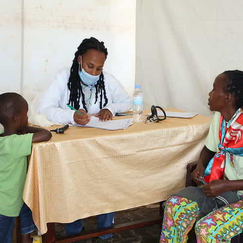 Mother and child patient in GFA World medical camp in Rwanda Africa