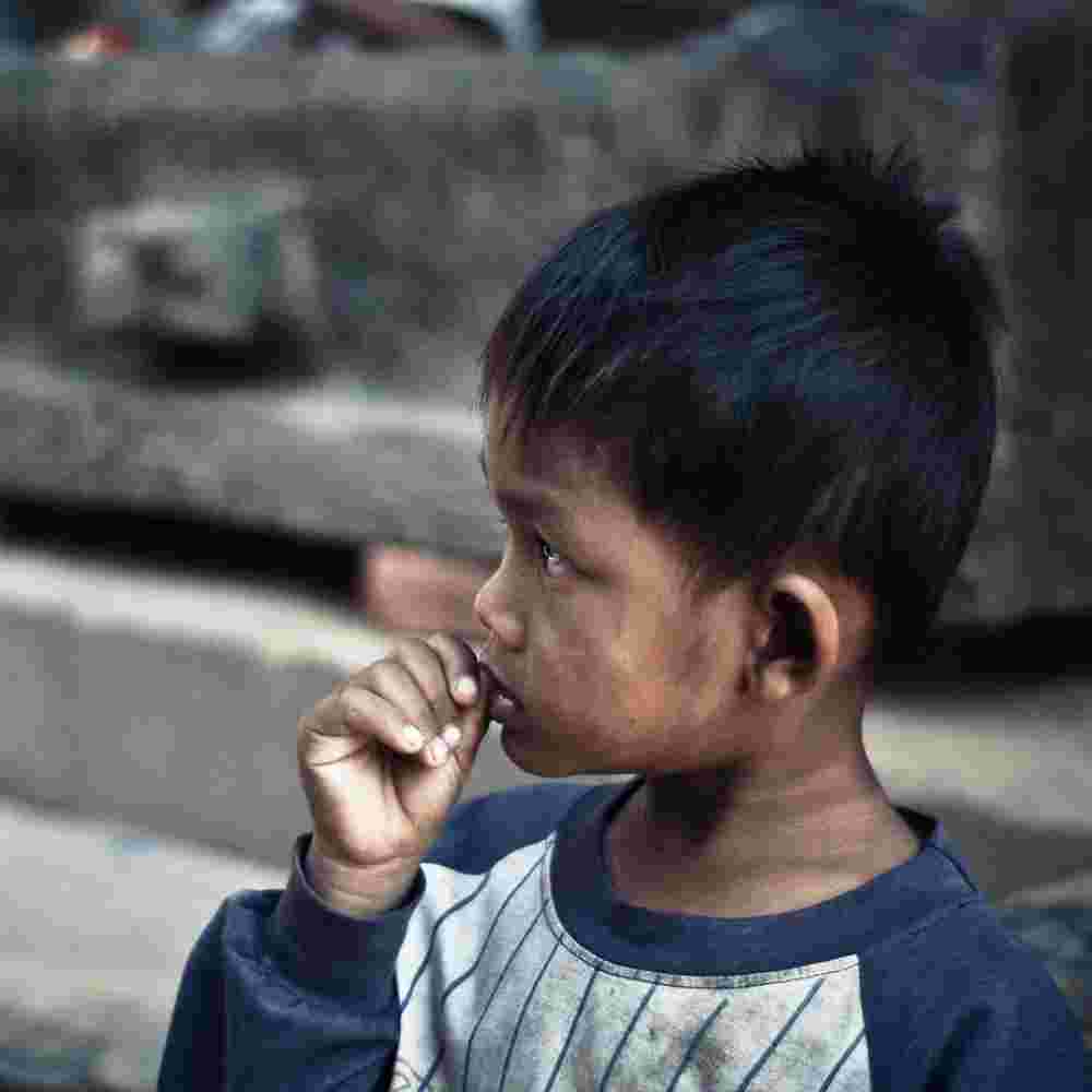 A young boy in poverty