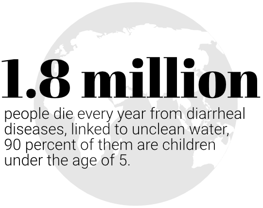 Of the 1.8 million people who die every year from diarrheal diseases, linked to unclean water, 90 percent of them are children under the age of 5.