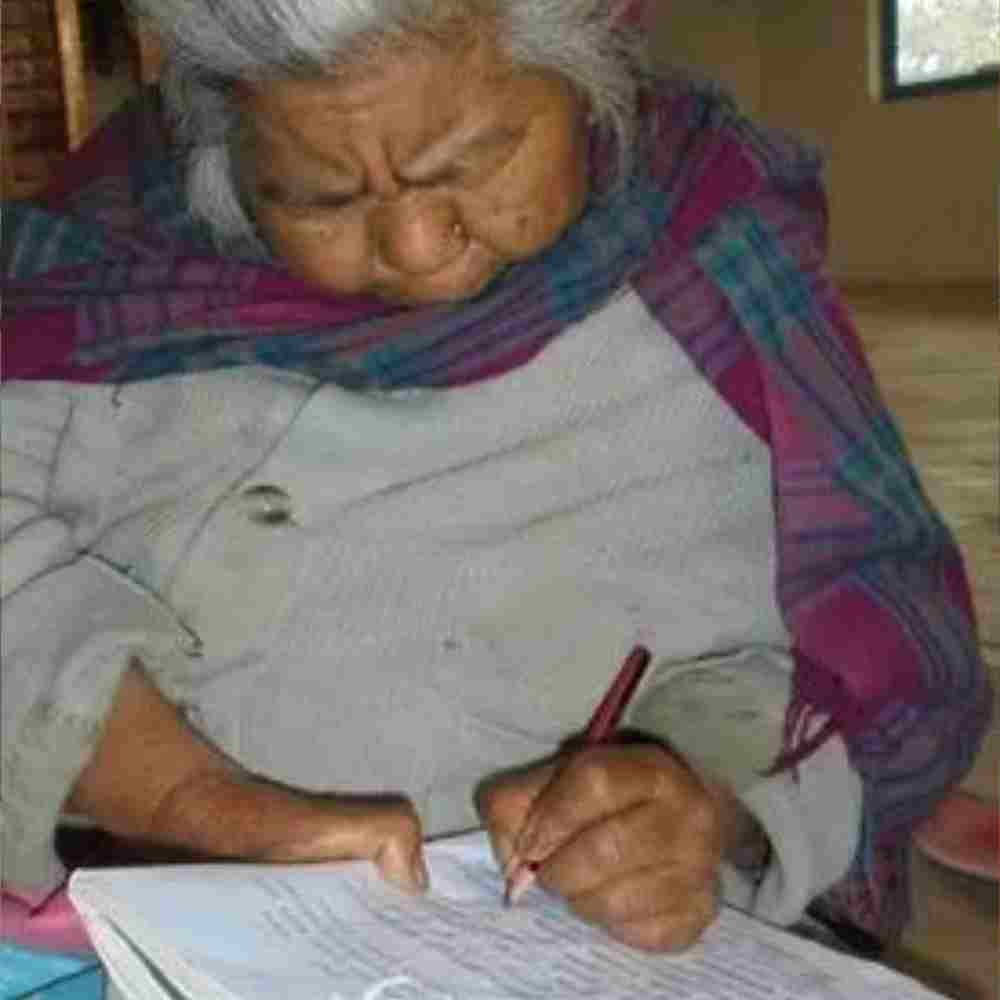 Kaavya learned to read and write through GFA World adult literacy class