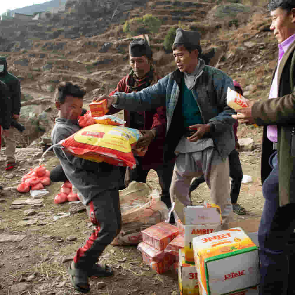 GFA national missionary workers providing food relief in Nepal