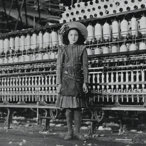 Young girl in child labor in a cotton mill in Virginia, U.S.A., in 1911