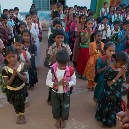 Children praying at GFA World (Gospel for Asia) child sponsorship program