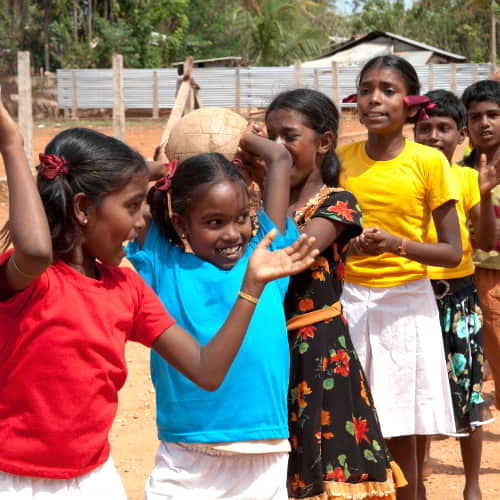 Young girls enjoying at GFA World Child Sponsorship Program in Sri Lanka