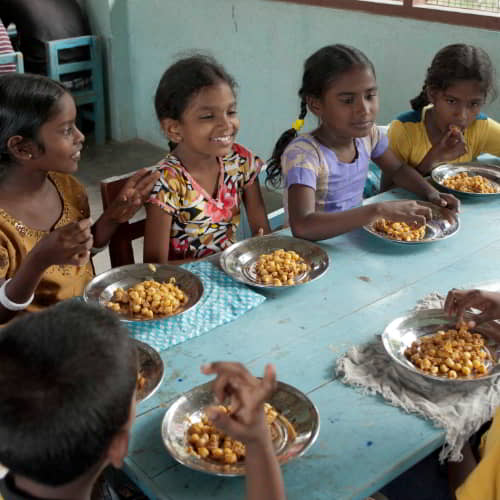 Children in Sri Lanka enjoy nutritious food through GFA World child sponsorship program