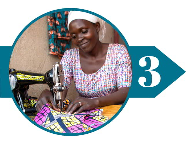 GFA World income generating gift of a sewing machine helps alleviate poverty for this woman from Rwanda, Africa