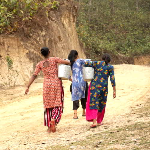 Women and girls walk long distances to acquire water