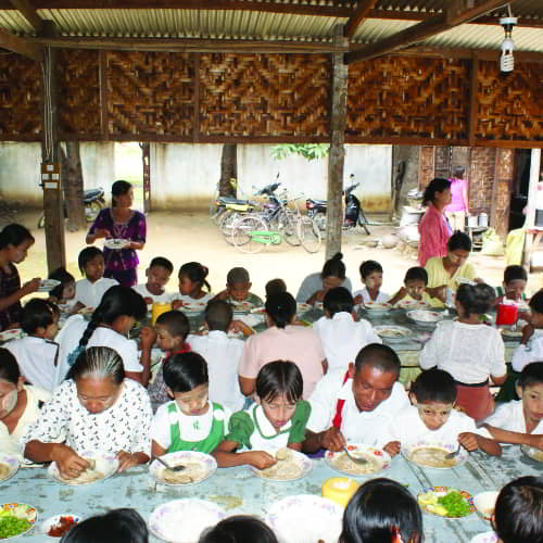 Children receive nutritious food through GFA World child sponsorship